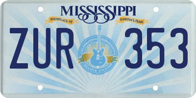 MS license plate ZUR353