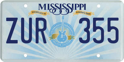 MS license plate ZUR355