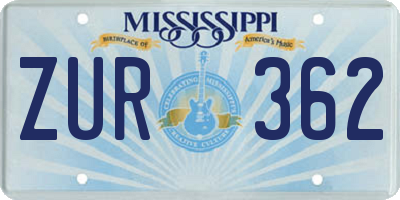 MS license plate ZUR362