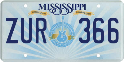 MS license plate ZUR366