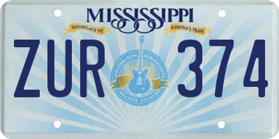 MS license plate ZUR374