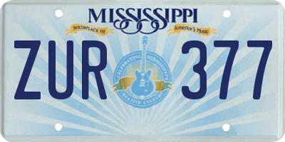 MS license plate ZUR377