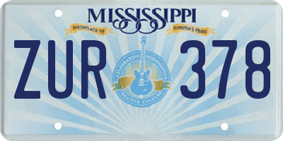 MS license plate ZUR378