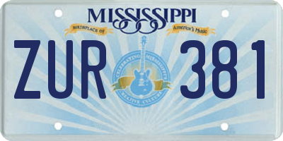 MS license plate ZUR381