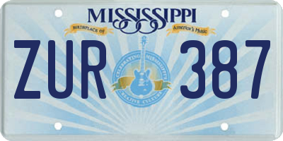 MS license plate ZUR387