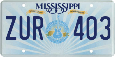 MS license plate ZUR403