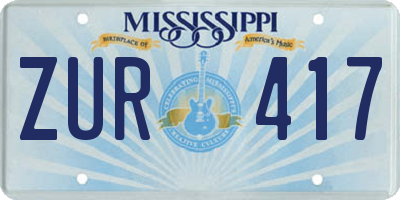 MS license plate ZUR417