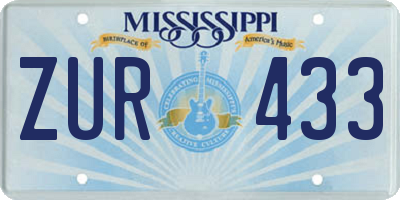 MS license plate ZUR433