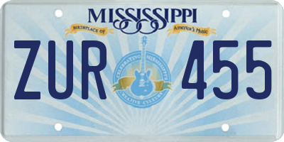 MS license plate ZUR455