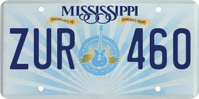 MS license plate ZUR460