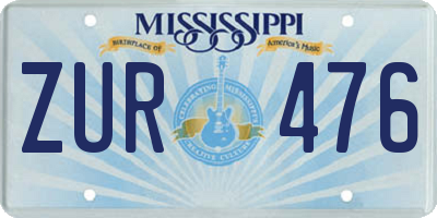 MS license plate ZUR476