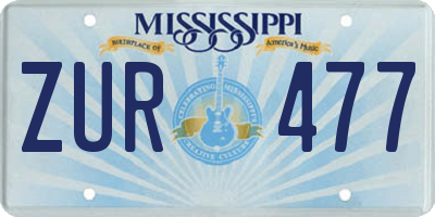 MS license plate ZUR477