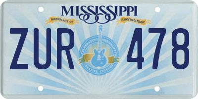 MS license plate ZUR478