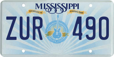 MS license plate ZUR490