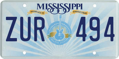 MS license plate ZUR494