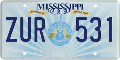 MS license plate ZUR531