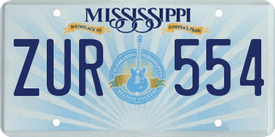 MS license plate ZUR554