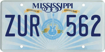 MS license plate ZUR562