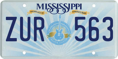 MS license plate ZUR563