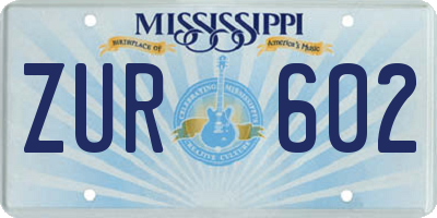 MS license plate ZUR602