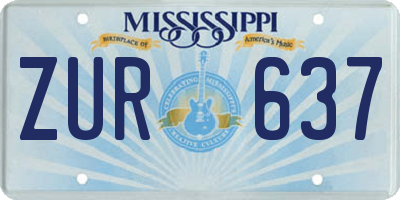 MS license plate ZUR637