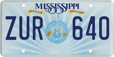 MS license plate ZUR640