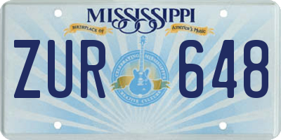 MS license plate ZUR648