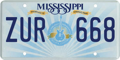 MS license plate ZUR668