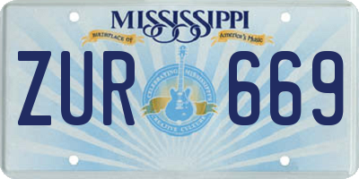 MS license plate ZUR669