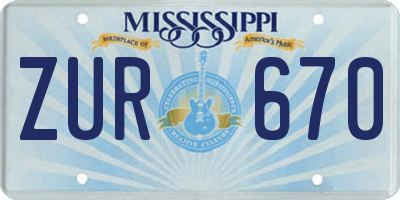 MS license plate ZUR670