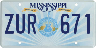 MS license plate ZUR671