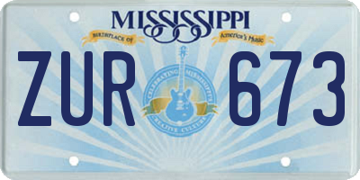 MS license plate ZUR673