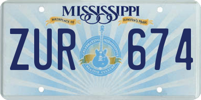 MS license plate ZUR674