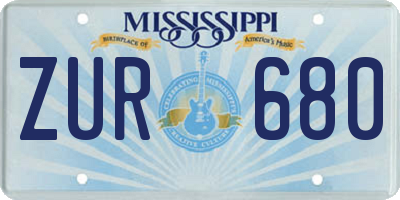 MS license plate ZUR680