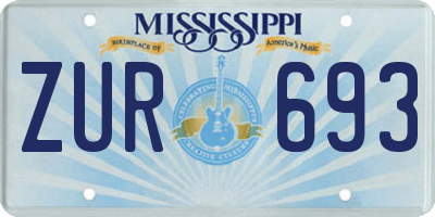 MS license plate ZUR693