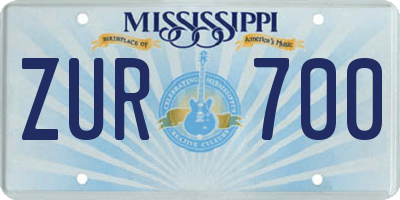 MS license plate ZUR700