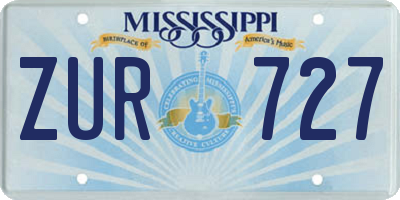 MS license plate ZUR727