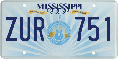 MS license plate ZUR751