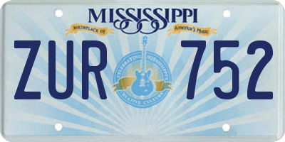 MS license plate ZUR752