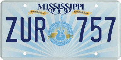 MS license plate ZUR757