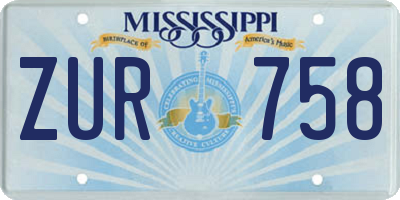 MS license plate ZUR758