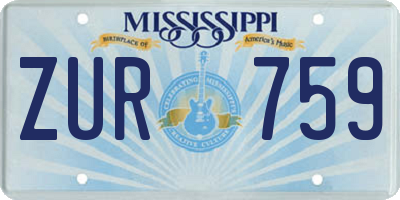 MS license plate ZUR759