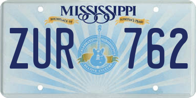 MS license plate ZUR762