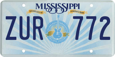 MS license plate ZUR772