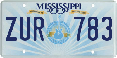 MS license plate ZUR783