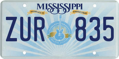 MS license plate ZUR835