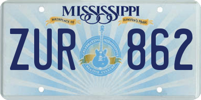 MS license plate ZUR862