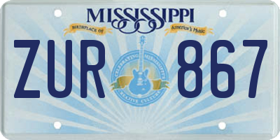 MS license plate ZUR867