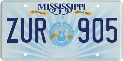 MS license plate ZUR905