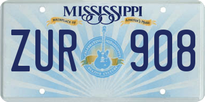 MS license plate ZUR908